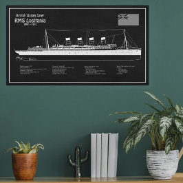 RMS Lusitania – 船舶設計図プランPBD フォトプリント