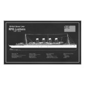 RMS Lusitania – 船舶設計図プランPBD フォトプリント (正面)