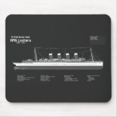 RMS Lusitania – 船舶設計図プランPBD マウスパッド (正面)