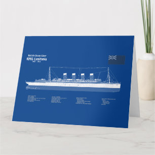 RMS Lusitania - 船舶設計図 ABD サンキューカード