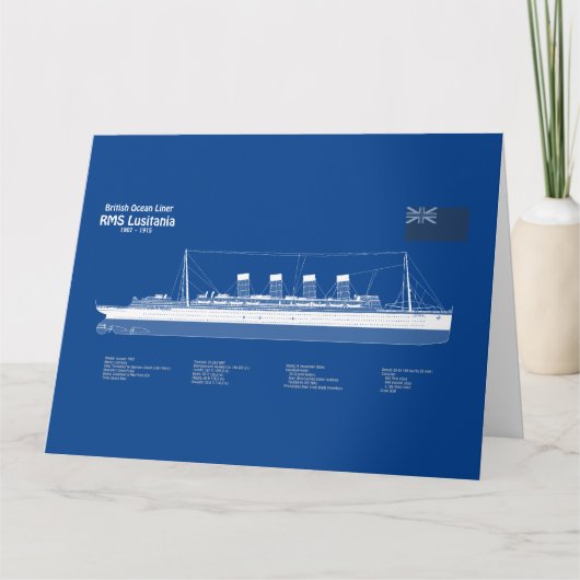 RMS Lusitania - 船舶設計図 ABD サンキューカード (正面)