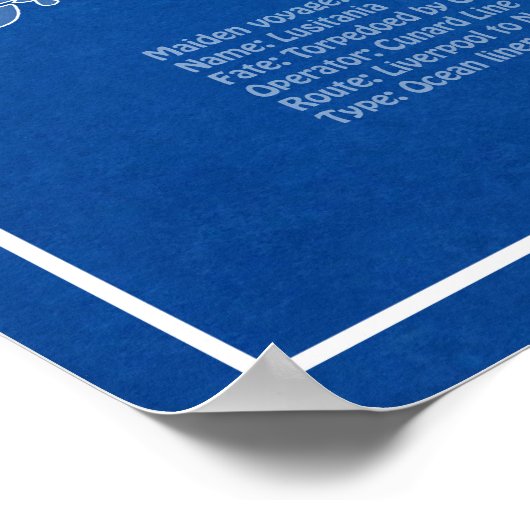 RMS Lusitania - Ship Blueprint Plans ABD ポスター (角)