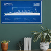 RMS Lusitania - Ship Blueprint Plans ABD ポスター