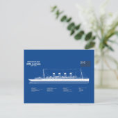 RMS Lusitania - Ship Blueprint Plans ABD ポストカード (スタンド正面)