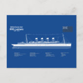 RMS Lusitania - Ship Blueprint Plans ABD ポストカード (正面)
