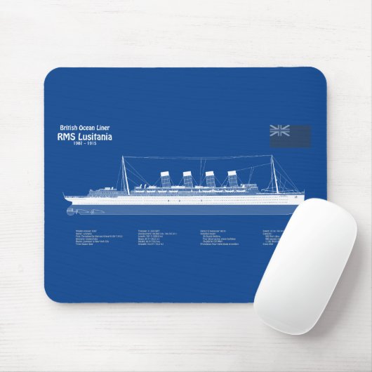 RMS Lusitania - Ship Blueprint Plans ABD マウスパッド (マウス)