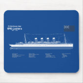 RMS Lusitania - Ship Blueprint Plans ABD マウスパッド (正面)