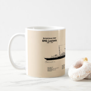 RMS Lusitania - Ship Blueprint Plans SD コーヒーマグカップ