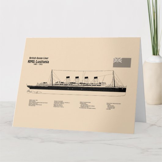 RMS Lusitania - Ship Blueprint Plans SD サンキューカード (正面)
