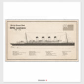RMS Lusitania - Ship Blueprint Plans SD シール (シート)