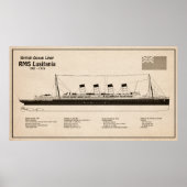 RMS Lusitania - Ship Blueprint Plans SD ポスター (正面)