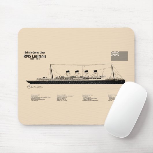 RMS Lusitania - Ship Blueprint Plans SD マウスパッド (マウス)