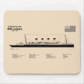 RMS Lusitania - Ship Blueprint Plans SD マウスパッド (正面)