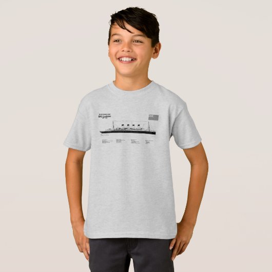 RMS Lusitania - Ship Blueprint Plans SD Tシャツ (正面フル)