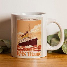 RMS Titanic Vintage Poster. Retro Ocean Liner Art コーヒーマグカップ