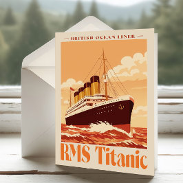 RMS Titanic Vintage Poster. Retro Ocean Liner Art サンキューカード