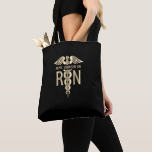 RNのナース-金ゴールドおよび黒 トートバッグ