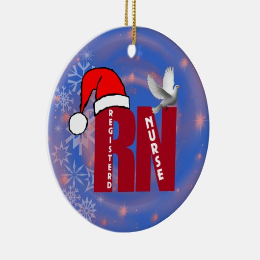 RNの公認看護師のクリスマスのオーナメントのサンタの帽子 セラミックオーナメント (右)