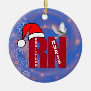 RNの公認看護師のクリスマスのオーナメントのサンタの帽子 セラミックオーナメント
