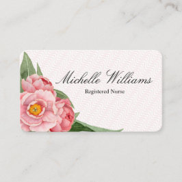 RNの公認看護師のピンクのシャクヤク 名刺