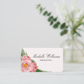 RNの公認看護師のピンクのシャクヤク 名刺 (スタンド正面)