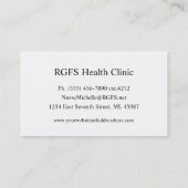 RNの公認看護師の葉の名刺 名刺 (裏面)