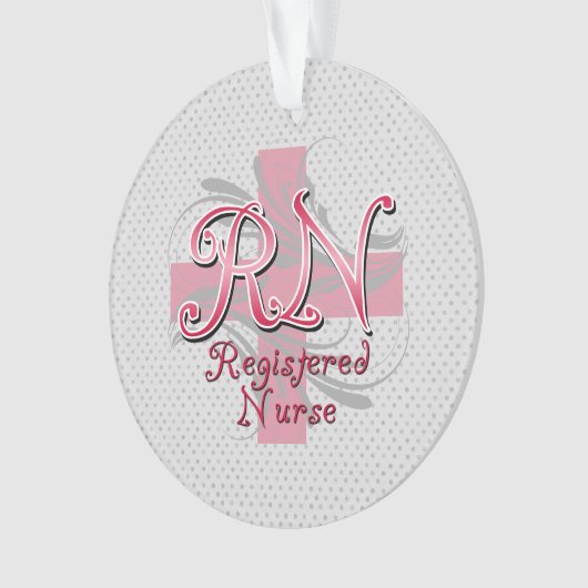 RNの公認看護師、ピンクの十字の渦巻 オーナメント (正面)