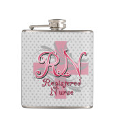 RNの公認看護師、ピンクの十字の渦巻 フラスク (正面)
