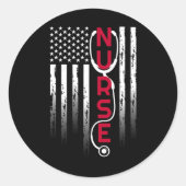 Rnの旗聴診器を持つ愛国的ナース ラウンドシール (正面)