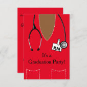 RNの黒のナースの卒業の招待状は#49をごしごし洗います 招待状 (正面/裏面)