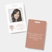 RNカドゥセウス |銅バラ金ゴールド病院写真ID バッジ (正面＆裏面)