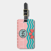 RNシェブロンパターンピンクおよび青 ラゲッジタグ (正面縦)