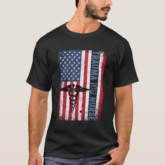 RnトラウマIcuナースギフト愛国的アメリカ国旗J Tシャツ (正面)