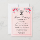 RNナースピンクフローラピンニング式と花 招待状 (正面)