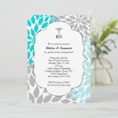 RNナースピン止め式招待状ターコイズ 招待状 (スタンド正面)