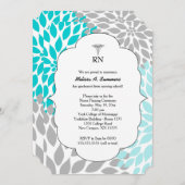 RNナースピン止め式招待状ターコイズ 招待状 (正面/裏面)