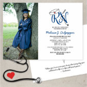 RNナース写真卒業ピニングパーティー/ネイビー 招待状