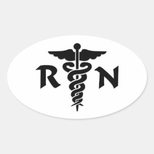 RNナース医療記号 楕円形シール