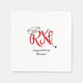 RNナース卒業ディナーパーティーデコール、レッドシルバー スタンダードカクテルナプキン (正面)