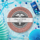 RNナース卒業バラ金ゴールドパーソナライズされたグリッター ペーパープレート (パーティー)