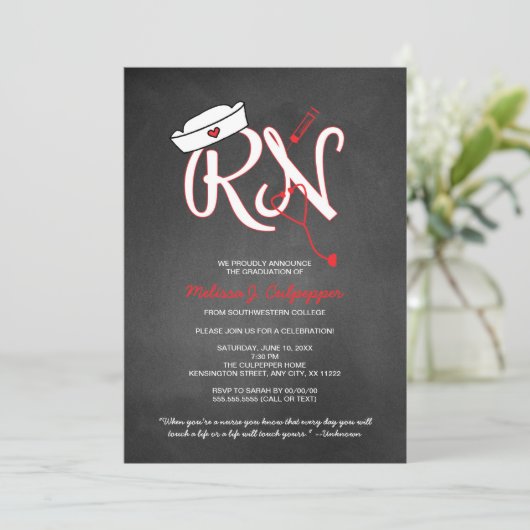 RNナース卒業パーティーのピン留め式招待状 招待状 (スタンド正面)