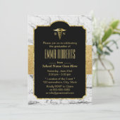 RNナース卒業パーティーエレガントホワイトマーブル 招待状 (スタンド正面)