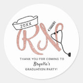 RNナース卒業パーティ感謝していーお願いアイディア ラウンドシール (正面)