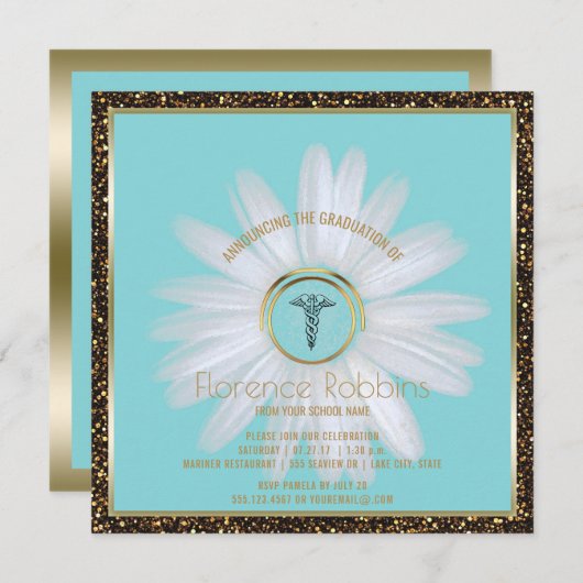 RNナース卒業党 | デイジーピン留め式 招待状 (正面/裏面)