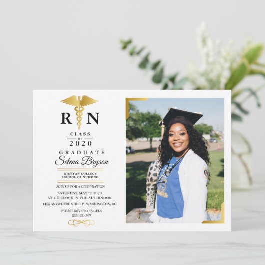 RNナース卒業発表フォトカード 招待状 (スタンド正面)