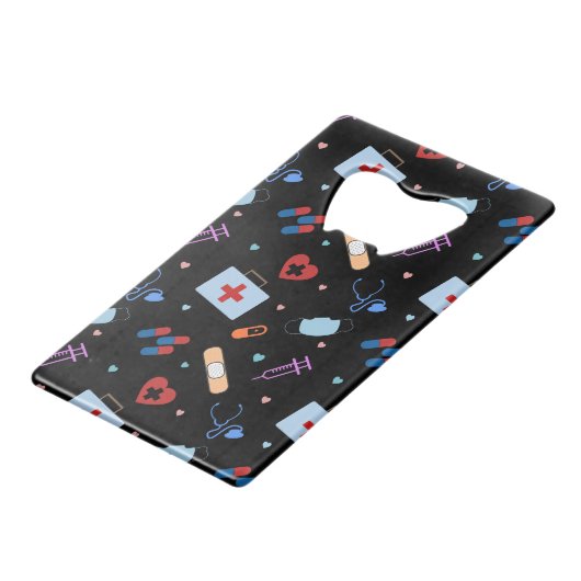 RNナース看護学生 |医師の医療パターン クレジットカード栓抜き (正面アングル)