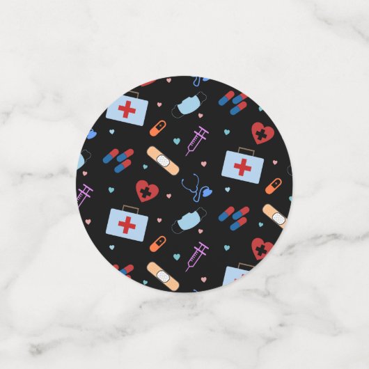 RNナース看護学生 |医師の医療パターン コンフェッティ (スモール正面)