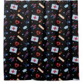 RNナース看護学生 |医師の医療パターン シャワーカーテン (正面)