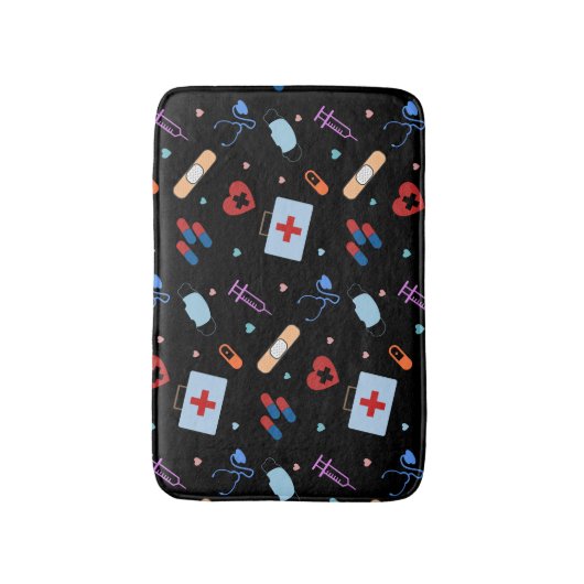 RNナース看護学生 |医師の医療パターン バスマット (正面縦)