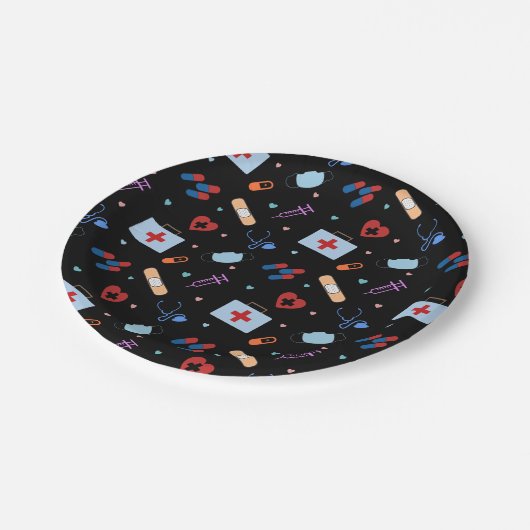 RNナース看護学生 |医師の医療パターン ペーパープレート (アングル)